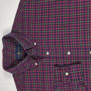 Polo Ralph Lauren Custom Fit Tartan Plaid Long Sleeve Button-down Mens Shirt Lrg